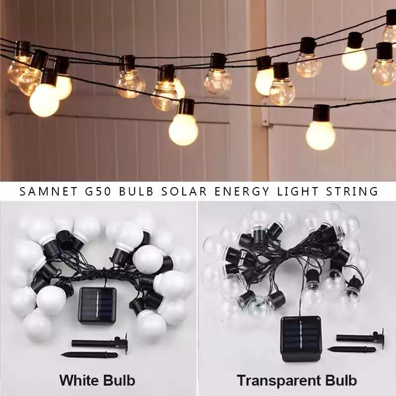 Bombillas G50, luz ambiental, guirnaldas de luces Led, luz Solar para exteriores, de boda, Navidad, decoración del jardín del hogar
