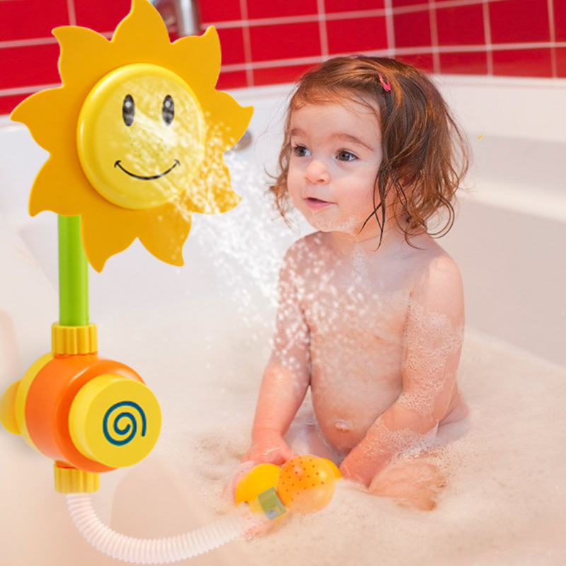 Macchina per bolle di granchio giocattoli da bagno per bambini piscina per bambini nuoto vasca da bagno macchina per sapone bolla automatica divertenti balene rane bagno musica bolla: Sunflower No Box