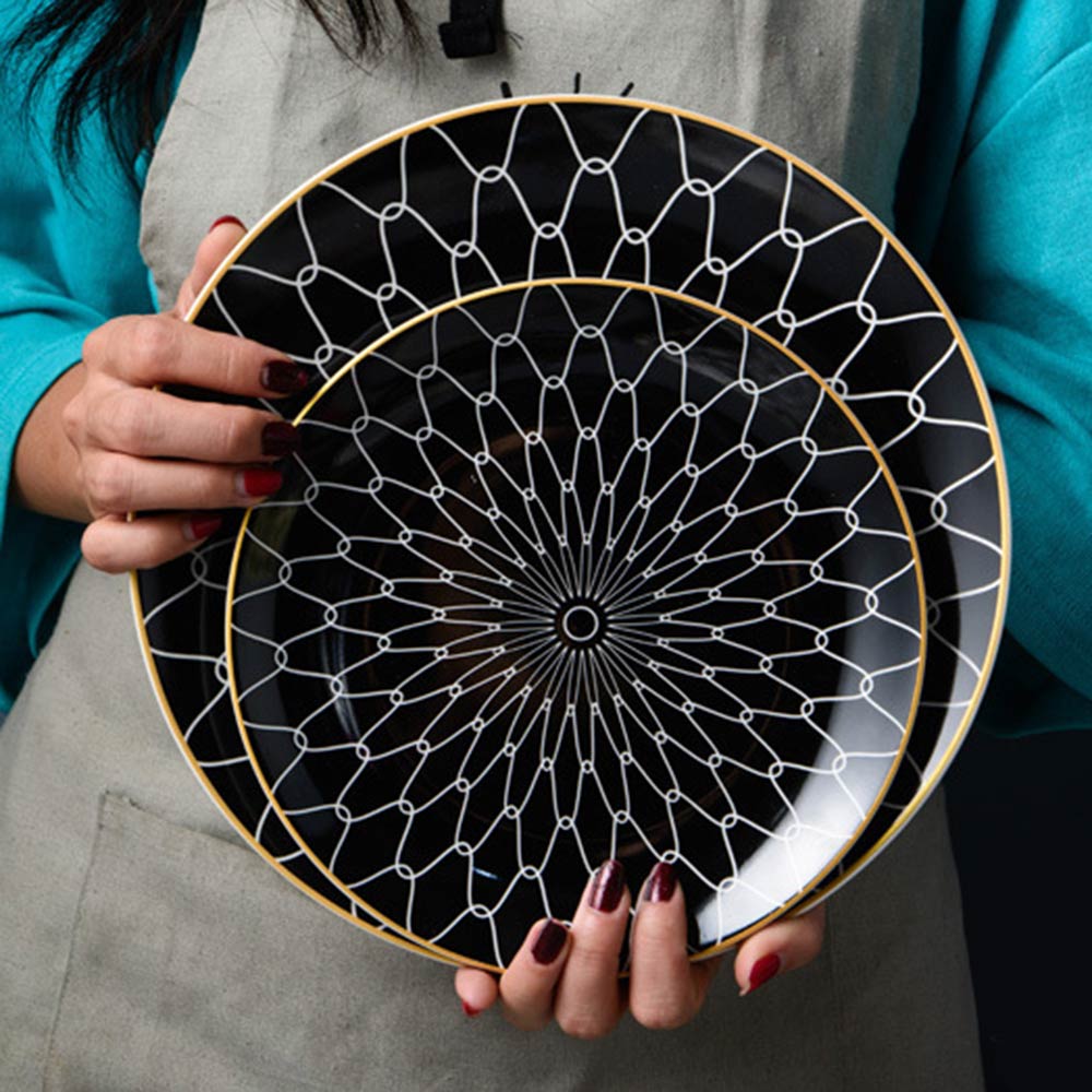 Geometrische Serie Westerse Voedsel Plaat Keramische Ontbijt Fruitschaal Restaurant Decoratie Opknoping Plaat Keuken Benodigdheden