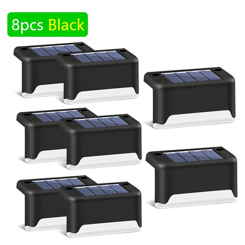 8/12 stuks zonne-terraslampen, tuin, landschap, trapverlichting, waterdichte wandlamp voor balkon, led-zonnehekverlichting: 8 stuks zwarte kleur