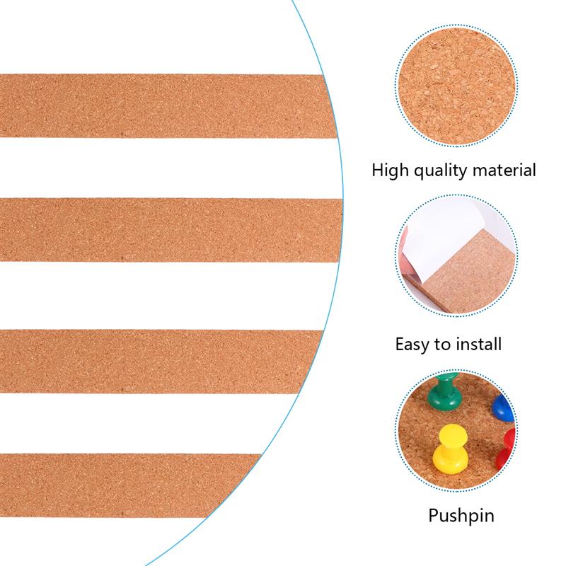 4Pcs Kurk Bulletin Bar Strip Natuurlijke Frameloze Kurk Boord Strips Met Pushpins