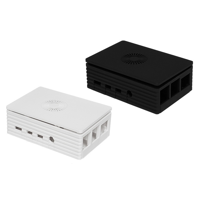 Carcasa Raspberry Pi 4 ABS, carcasa negra y blanca, soporte de caja plástica, ventilador de refrigeración para RPI 4, modelo B