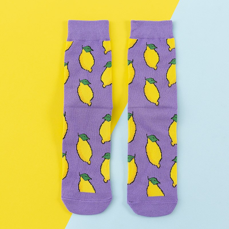Frauen Socken Lustige Nette Karikatur Obst Banane Avocado Zitrone Ei Cookie Donuts essen Glücklich Japanischen Harajuku Skateboard Socken