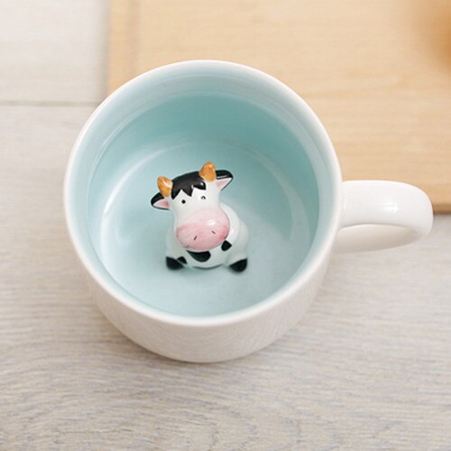 400ml Cute Animal Ceramic Mugs Cartoon Coffee Milk Tea Breakfast Cup Novelty Mugs: Cow