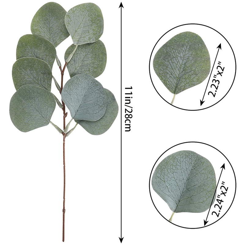 24Pcs Kunstmatige Eucalyptus Bladeren Stengels Faux Eucalyptus Greenery Plant Voor Boeket Vaas Filler Home Decor Bloemen