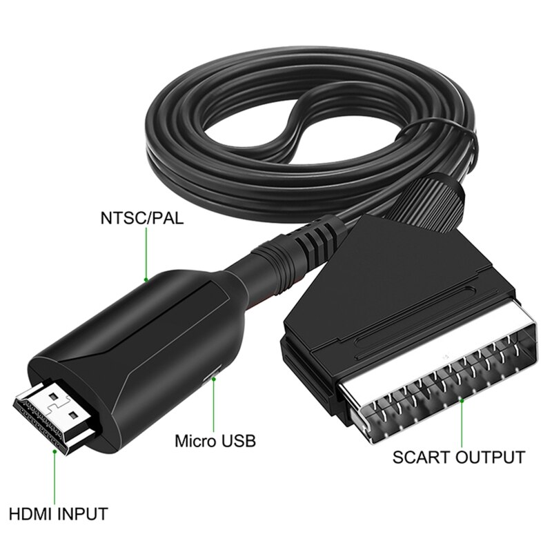 Hdmi-Compatibel Scart Kabel Adapter Draagbare 720P / 1080P Video Converter Cord 3.28ft Lengte