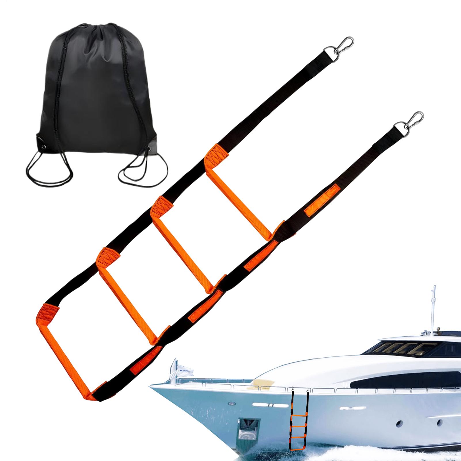 Boat Rope Ladder 600lbs Folding 4-Step Fishing Boat Rope Ladder Marine Climbing Stairs for Travel Outdoor Yacht Water Activities