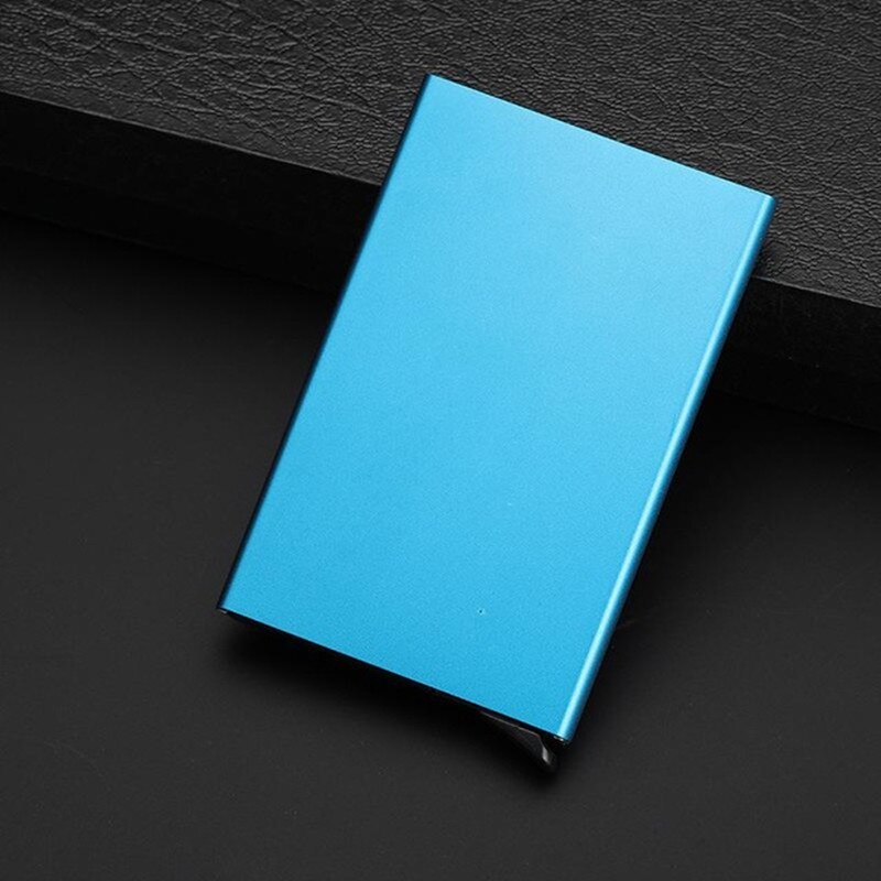 Anti-Diefstal Id Credit Kaarthouder Porte Carte Dunne Aluminium Metalen Portefeuilles Pocket Case Bank Vrouwen Mannen Credit Card doos: Blue