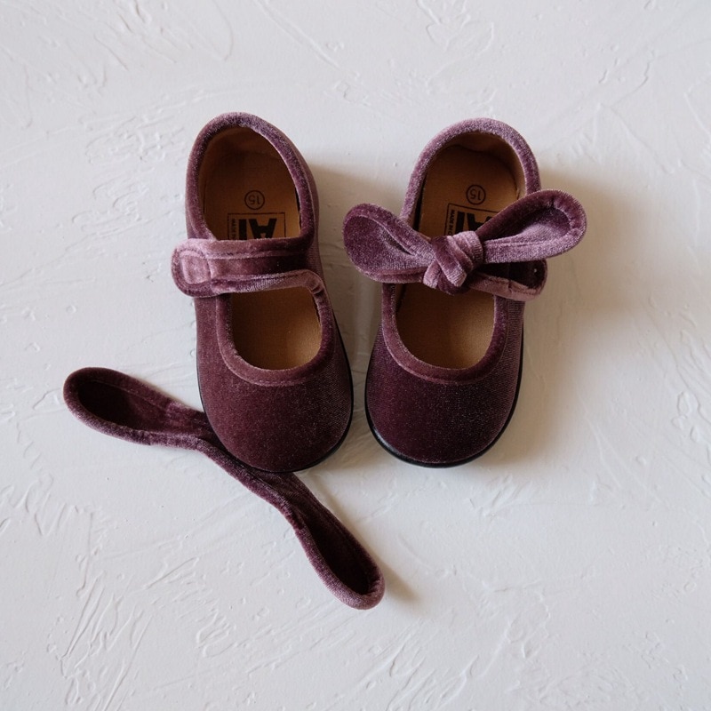 Children's shoes spring and autumn Korean velvet cute bowknot detachable girls shoes 1-8 years old