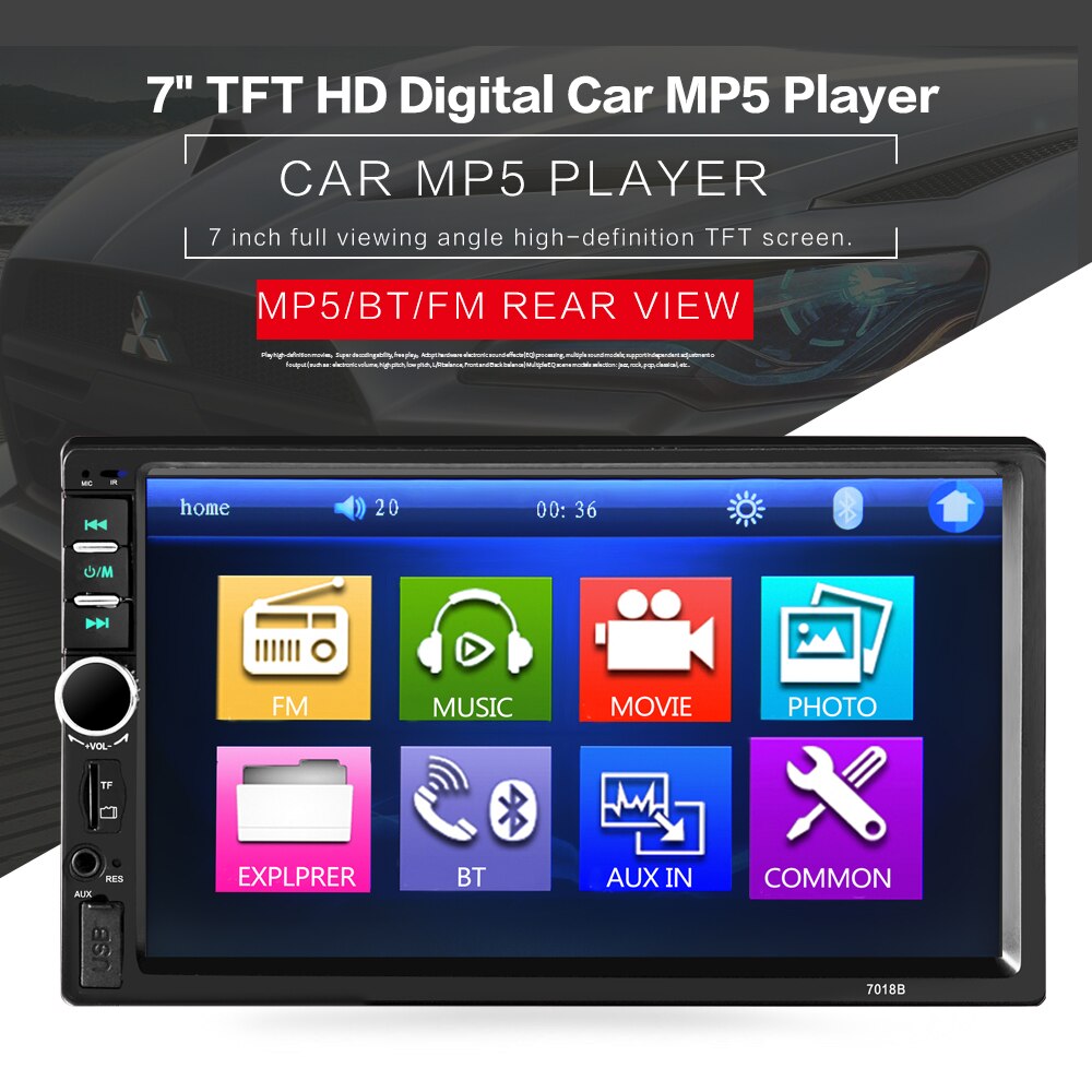 DeckYard 7018B Double 2 Din Car Video Player 7 inch Touch Screen Multimedia player MP5 Player USB FM Bluetooth Car MP5 Player