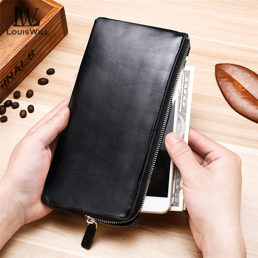 LouisWill longs portefeuilles hommes portefeuilles en cuir PU portefeuilles hommes sacs sacs à main à glissière unique pli porte-cartes sacs à main sacs