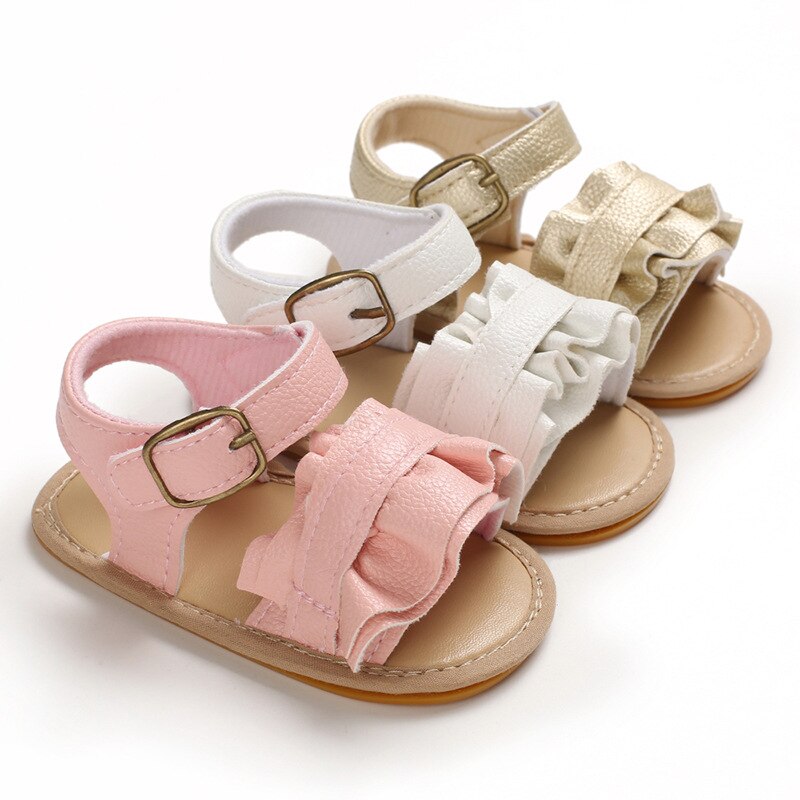 2020 infantil do bebê sapatos da menina da criança sandálias apartamentos premium sola de borracha macia antiderrapante flor de verão rendas berço primeiro walker sapatos
