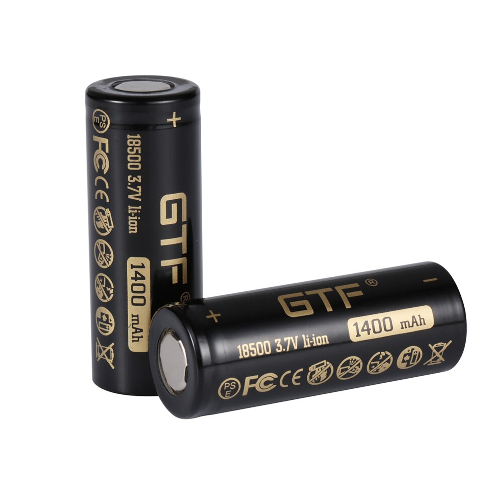 GTF 18500 1400mAh capacità di 100% 3.7V Li-ione Batteria Ricaricabile per la Torcia Elettrica giocattolo prodotti elettronici 3.7V testa piatta batterie