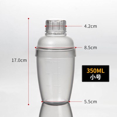 Cocktail shaker-anti-lækage gennemsigtig pc harpiks mælk te cocktail drink shaker bar værktøj: 350ml