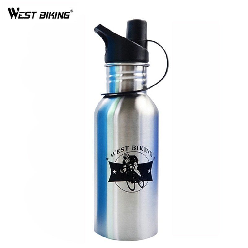West biking cykelflaske 600ml stor kapacitet rustfrit stål cykelkedler holder kølig sommer sport kop cykling vandflasker