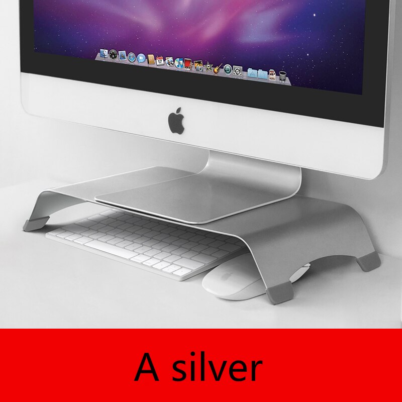 Monitor Holder Laptop TV PC Monitor Stand Aluminum Alloy Computer Mount Monitor Bracket Home Office PC Desktop Monitor Riser: A Silver