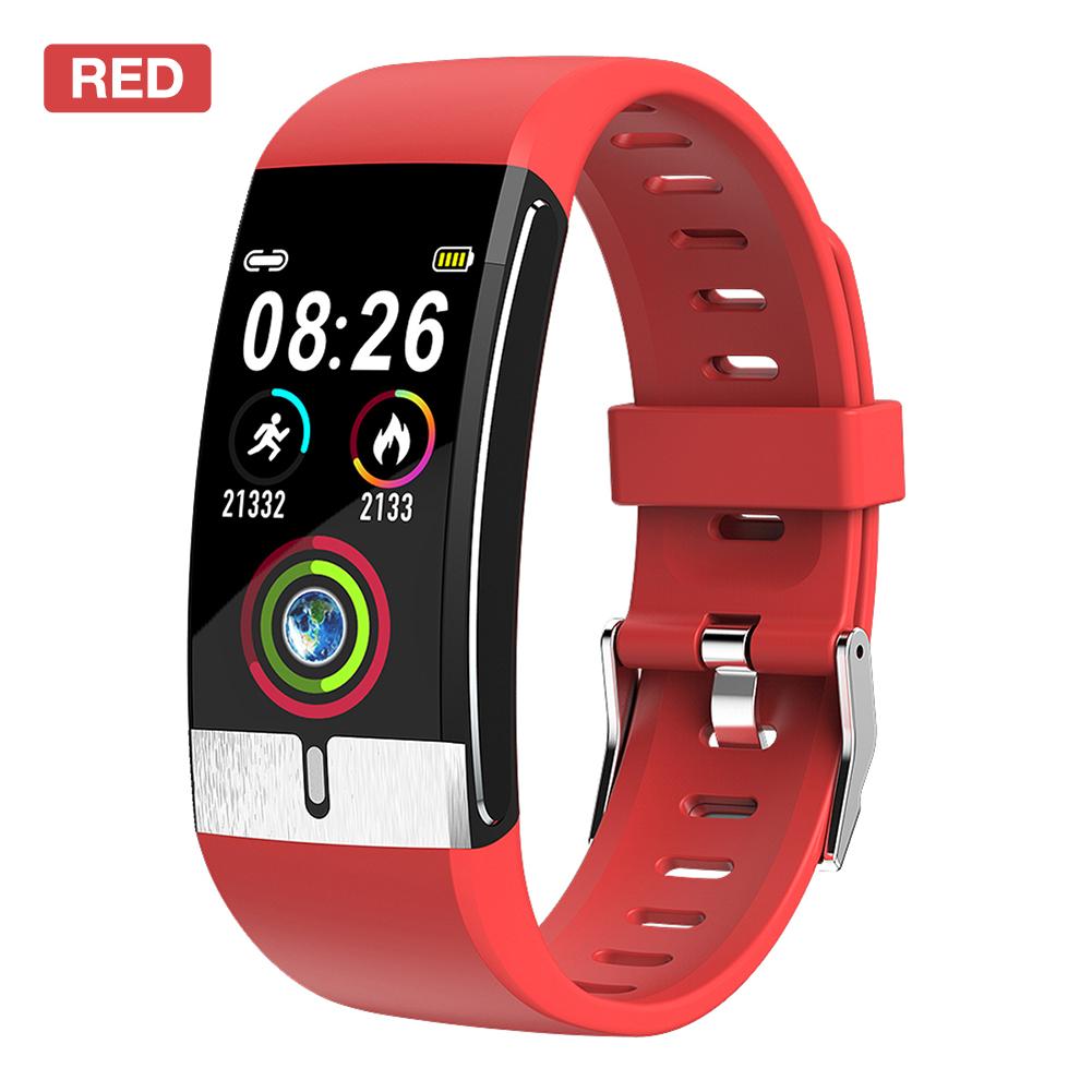 E66 Smart Horloge Mannen Hartslag Horloge Armband Temperatuur Meting Smartwatch Voor Vrouwen Mannen Fitness Tracker: Red