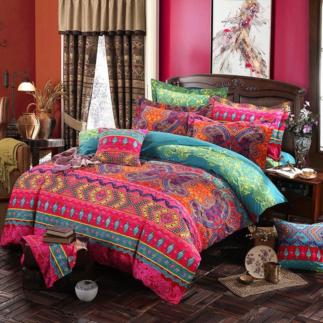 Bohemian Style 100% Polyester Dekbedovertrek Sets 1 Dekbedovertrek 1/2 Kussenslopen Us/Eu/Au Grootte: USKing 230x260