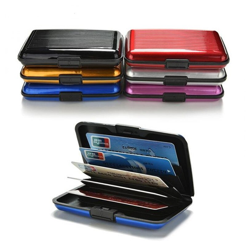 Tarjetero de aluminio para hombre, estuche rígido con bloqueo, billetera sólida para tarjetas de crédito, escaneo Anti-RFID, protege el tarjetero, 1 ud.