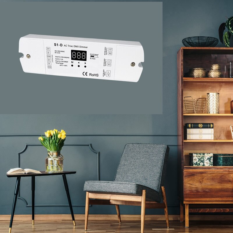 DMX512 Decoder S1-D AC Triac DMX Dimmer AC100 240V with Digital Display LED Controller Engineering Decoder