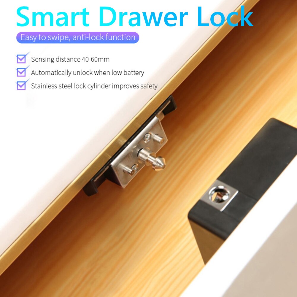 T8 Keyless Invisible Smart Drawer Lock Intelligent IC Card TTLock APP Cabinet Locker Unlock Electronic Wooden Furniture Locks