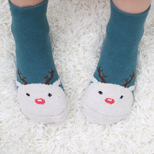 Christmas Winter Socks Non-slip Warm Kids Cotton Socks Coral Fleece Toddler Infant Baby Boys Girls Xmas for Kids 0-4T