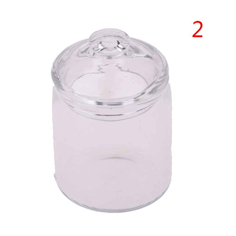 1/12 poppenhuis keuken heldere glazen pot opslagpot miniatuur hamburger speelgoed: A2