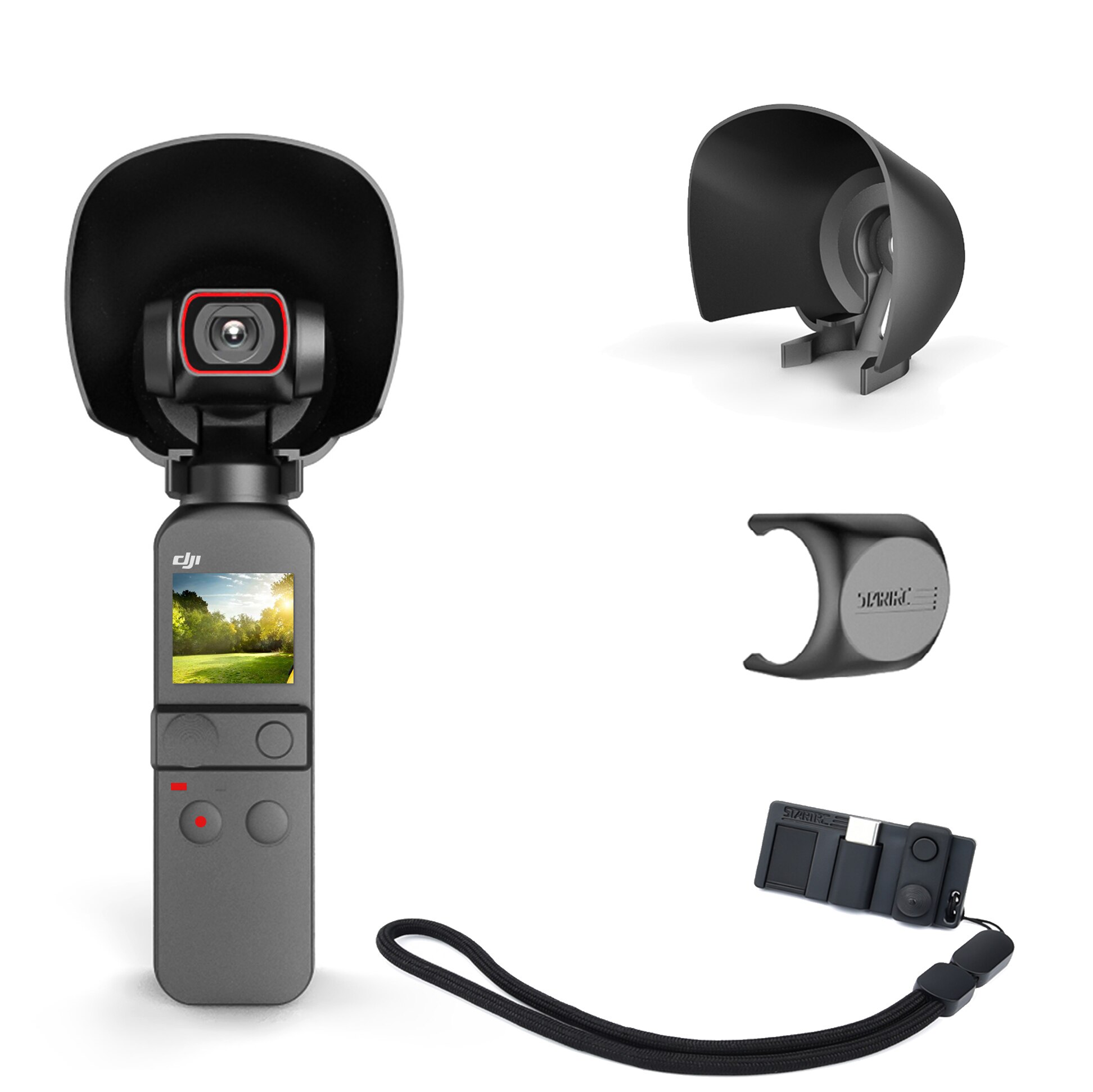 STARTRC-parasol de bolsillo para cámara Dji OSMO Pocket 2, parasol para lente de cámara, cubierta protectora, adaptador, accesorios de cardán