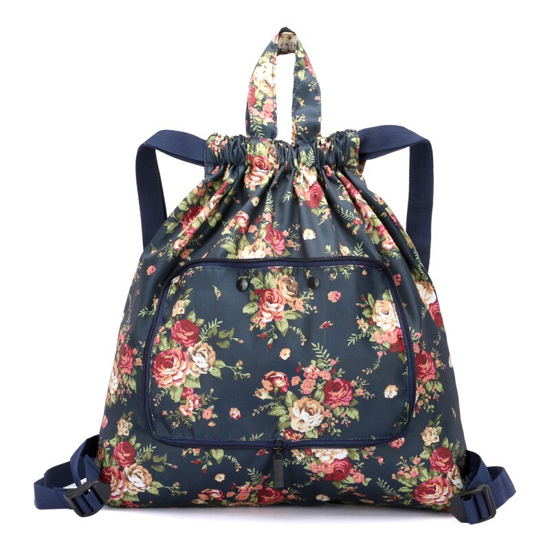 Multifunctional Backpack Women Leisure Printing Backpacks Nylon Waterproof Shoulder Bags Shopping Large Capacity Backpack Travel: Small Flowers