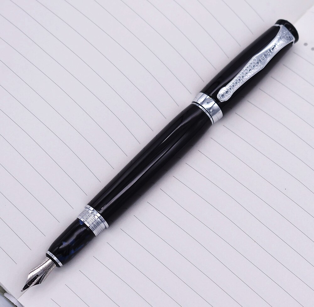 Duke Tutor Classic Fountain Pen , Black Barrel and White Pearl on Top , Ideal for Business Office Home or