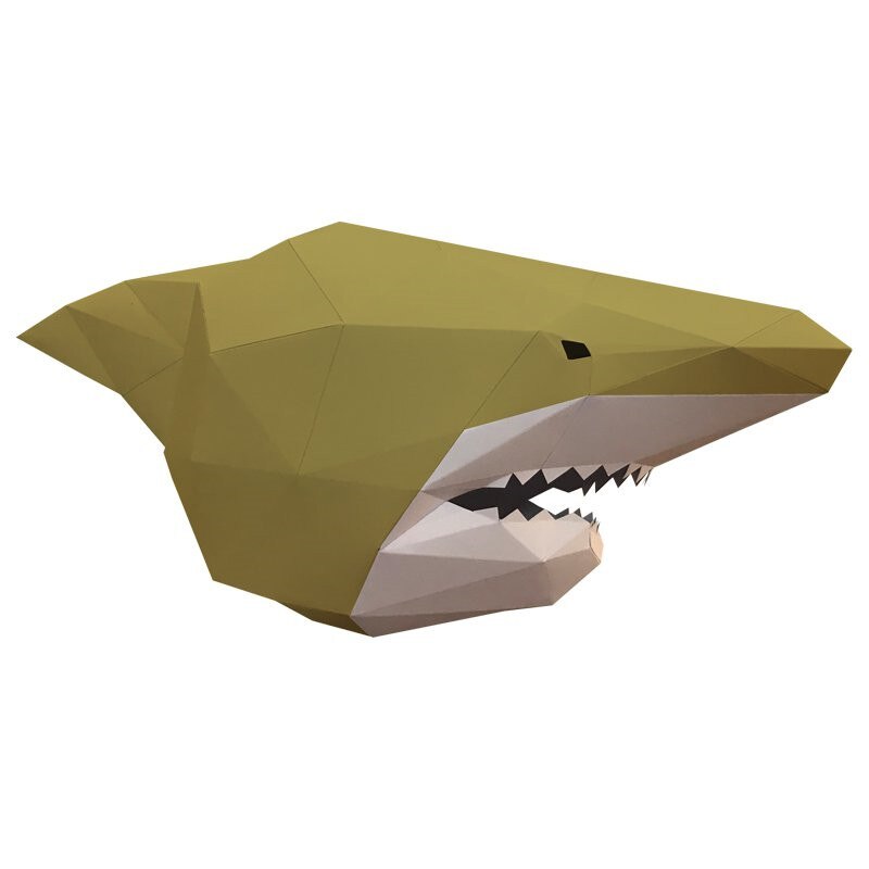 Handmade Three-Dimensional Paper Mold DIY Shark Mask Headgear Men's Fancy Dress Ball Party Halloween Photography Props: B
