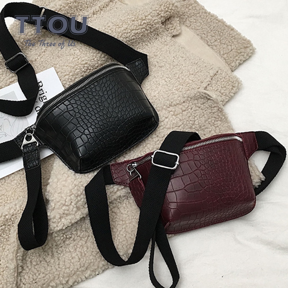 TTOU Women Waist Bag Crocodile Chest Belt Bag Clutch Female Pu Leather Handbag Cross Body Pouch Bag Fanny Pack Sachet