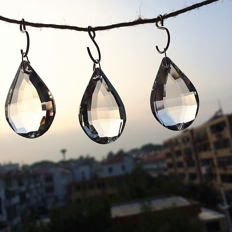 20 pièces 38*22mm Cristal Clair Pipa Pampilles Pour Lustre En Cristal bricolage Accessoires De Décoration À La Maison, Fête De Mariage suncatcher Gouttes