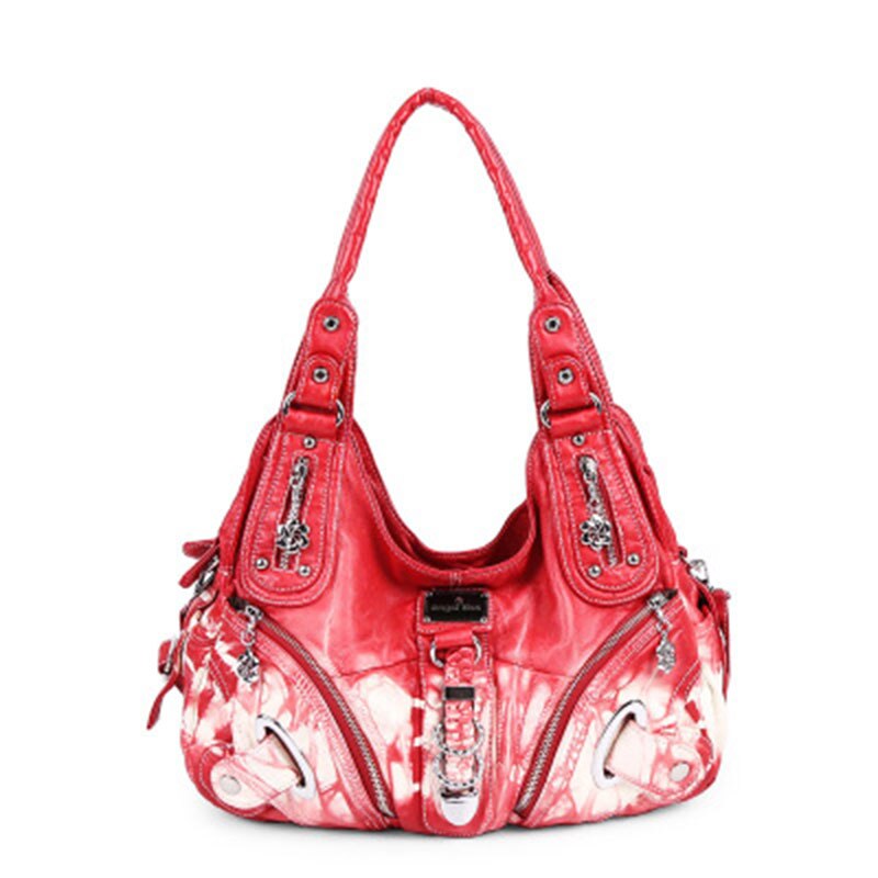 HENGSHENG crossbody bags for women shoulder bag lady handbags retro Dumpling bags pu Tie dyeing purse: red