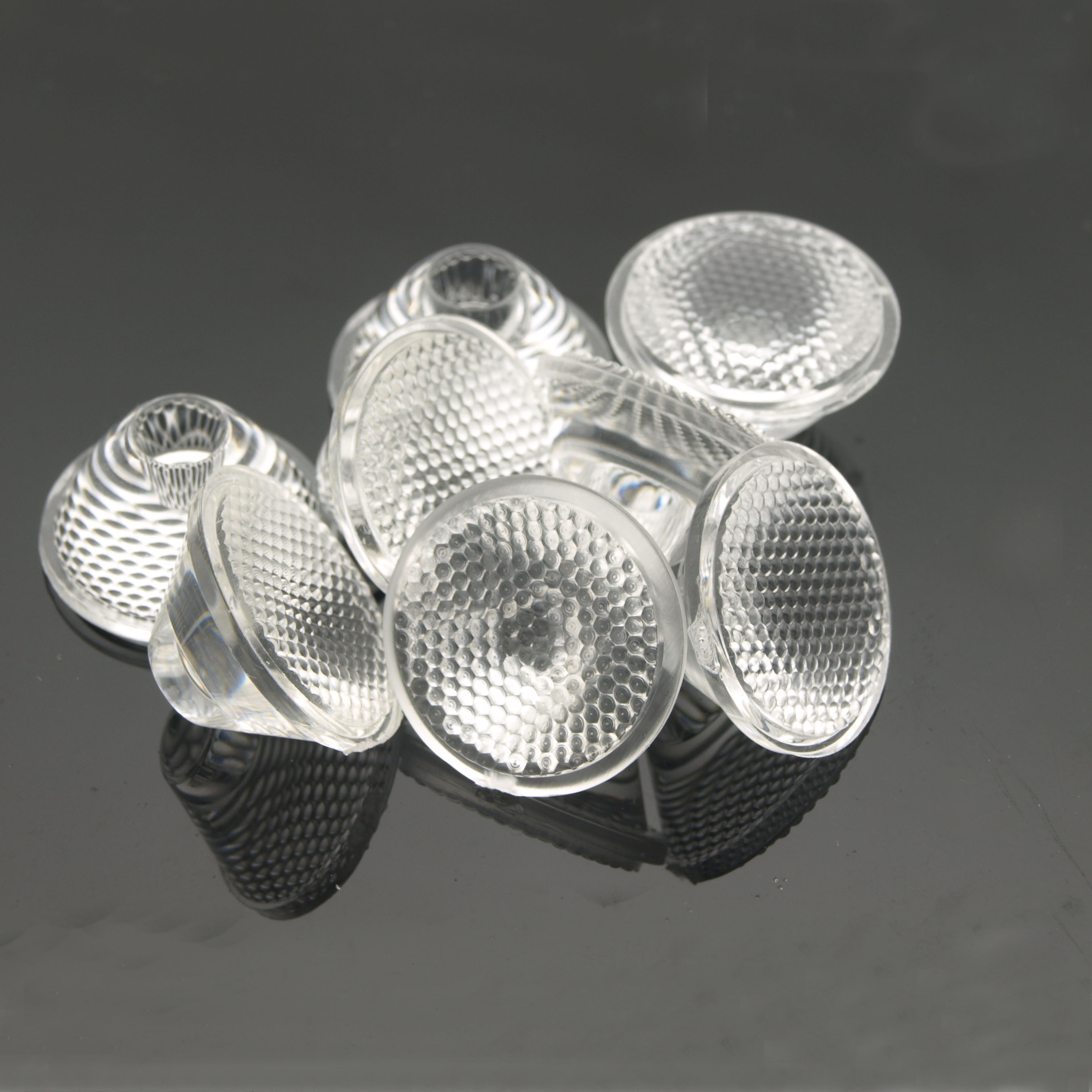 Colimador Reflector de lente LED PMMA óptico de 20mm, 5/8/10/25/30/60/90/120 grados, para bombilla de lámpara LED de 1W, 3W, 5W, E27, MR16, GU10