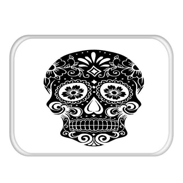 Tapis de bain en flanelle avec tête de mort, décoration d'intérieur, paillasson antidérapant, tapis de bain: 3