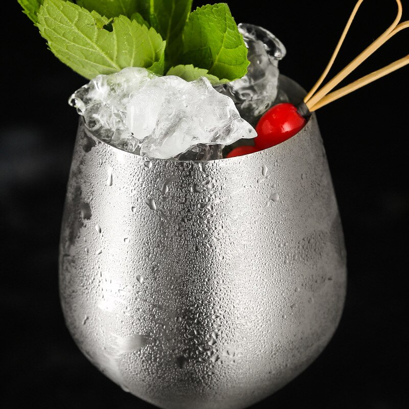 Copa de vino de acero inoxidable 304, copas de champán de metal anticaídas, oro rosa, cóctel, Martini
