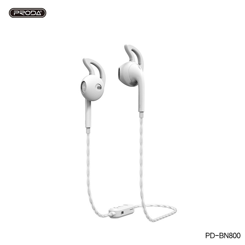 PRODA-auriculares inalámbricos con Bluetooth 5,0, cascos deportivos de con nueva personalidad, PD-BN800, tarjeta montada en el cuello: Blanco