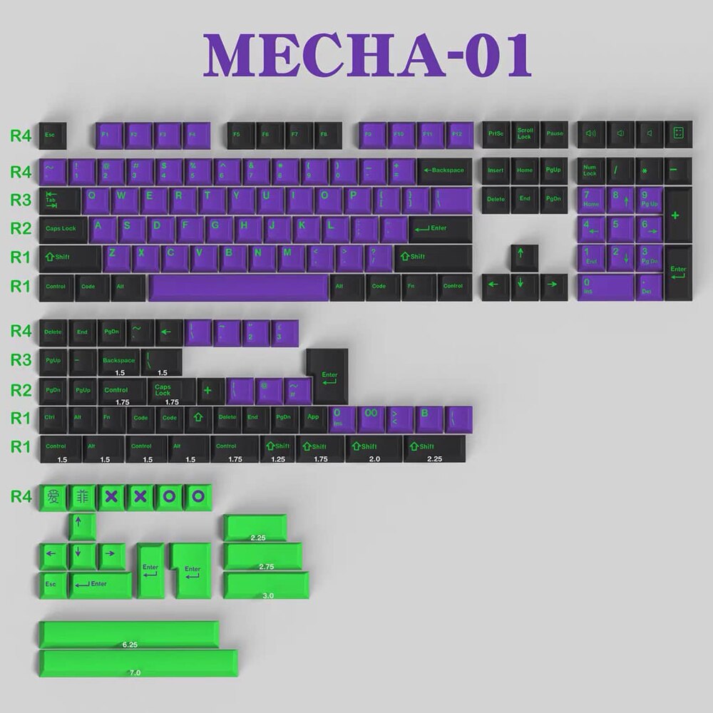 173 Keys GMK Clones Mecha-01 EVA Keycaps Cherry Profile Keycap DOUBLE SHOT For Mechanical Keyboard 1.75U 2U Shif ISO Enter Key: Default Title
