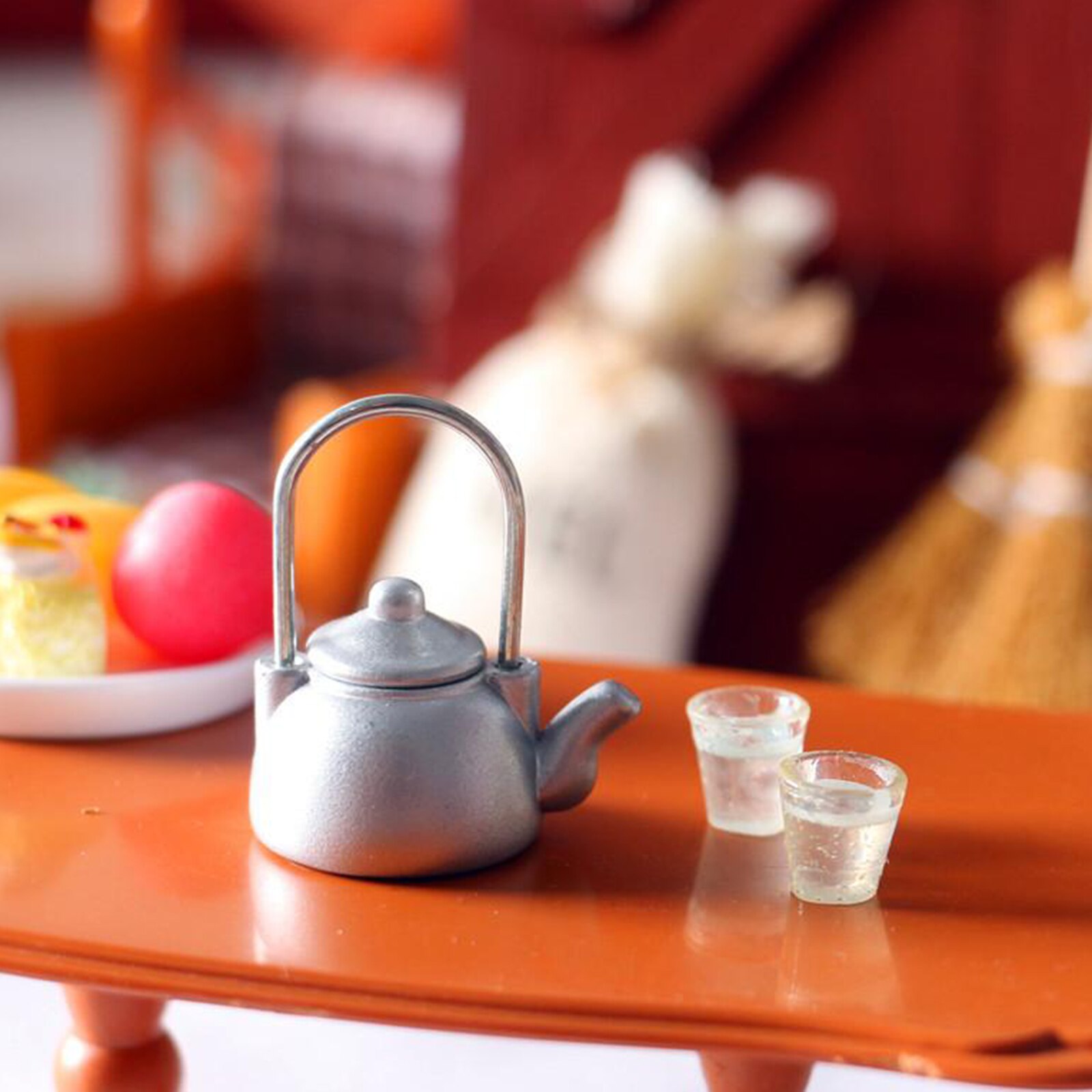 1:12 Schaal Keuken Poppenhuis Ketel W/Cups Poppenhuis Decoratie Voor Jongens