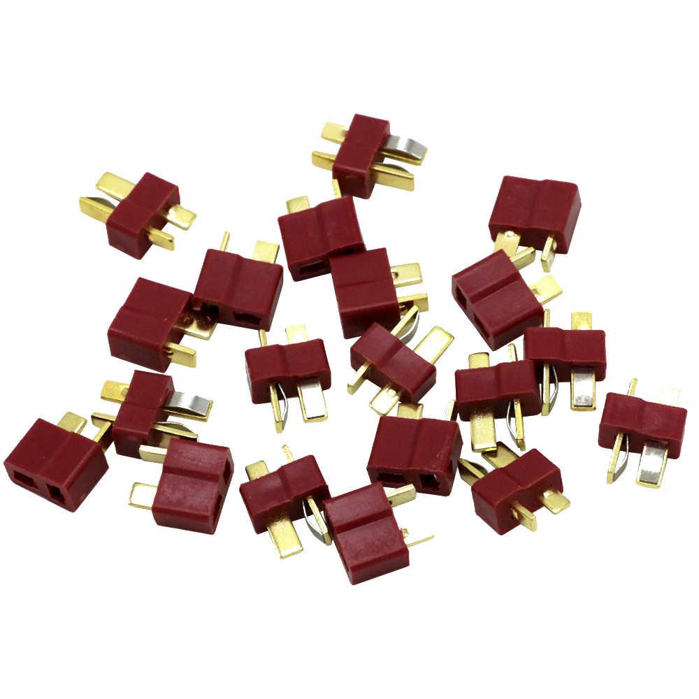20pcs/lot T Plug Deans Connectors Male & Female DC 500V 25-50A For RC Hobby Helicopter Lipo Battery DIY Accessories