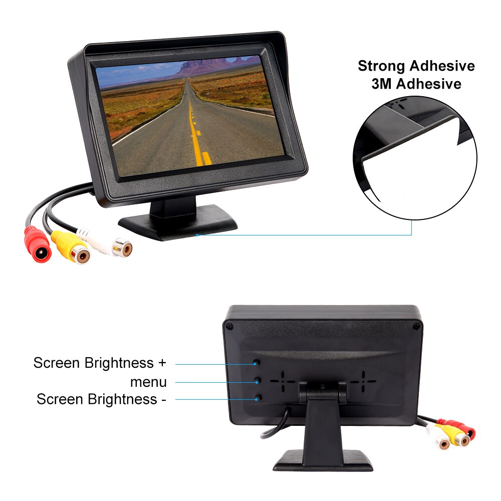 4.3 Inch Auto Monitor Voor Achteruitrijcamera Tft Lcd Display Reverse Camera Monitor Hd Digitale Kleur Video-ingang Screen ntsc Pal