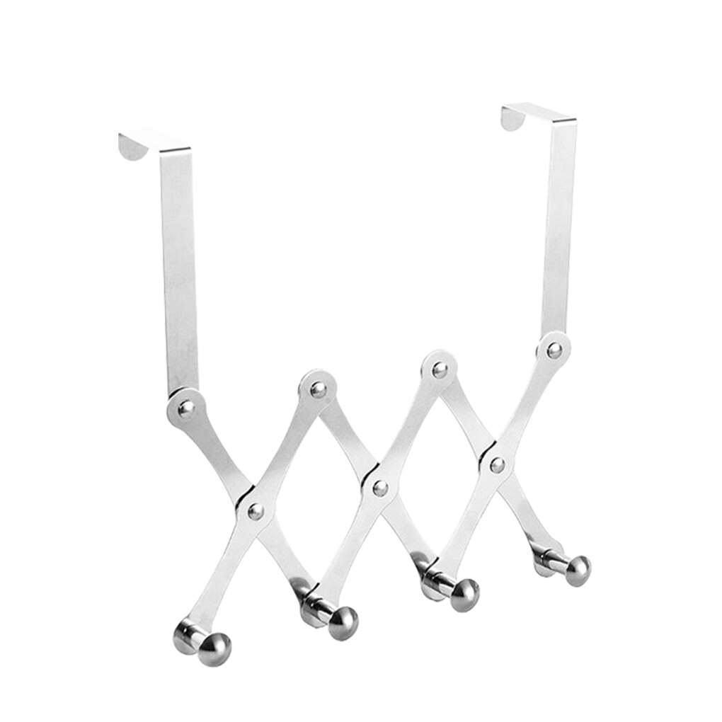 Deur Opknoping Haak Punch Gratis Deur Hanger Hoeden Tassen Houder Tie Sjaal Sleutel Haak Verstelbare Muurhanger Kledingrek Handdoek plank: Silver-40cm