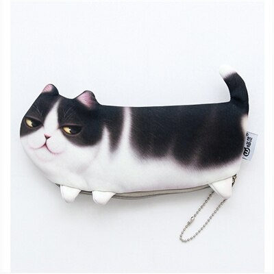 Sac à stylos grande capacité mignon, boîte de papeterie, Kawaii, fournitures scolaires, chat porte-crayon: WHITE