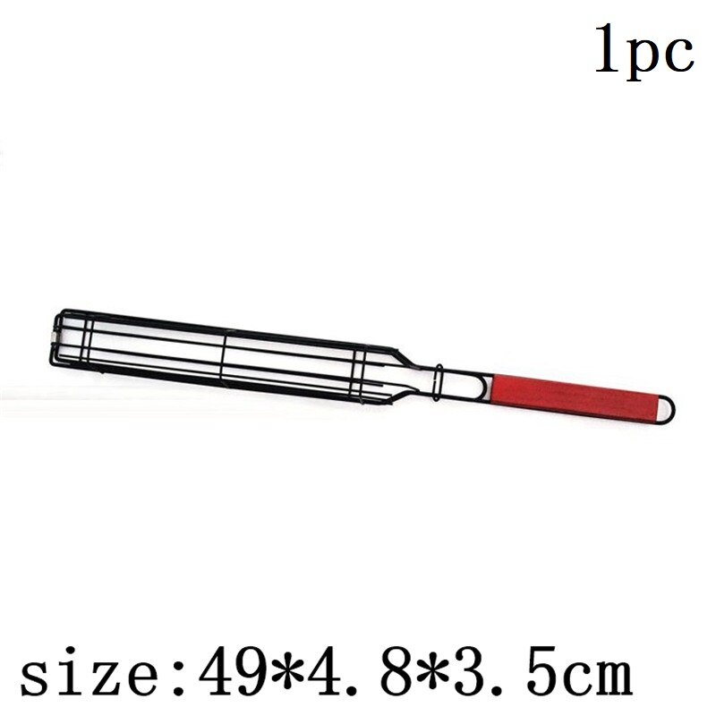 BBQ Grillen Korb Grill Clip Edelstahl Anti-korrosion Nonstick Durable Tragbare Grill Werkzeuge Küche Zubehör: B-red-1Pcs