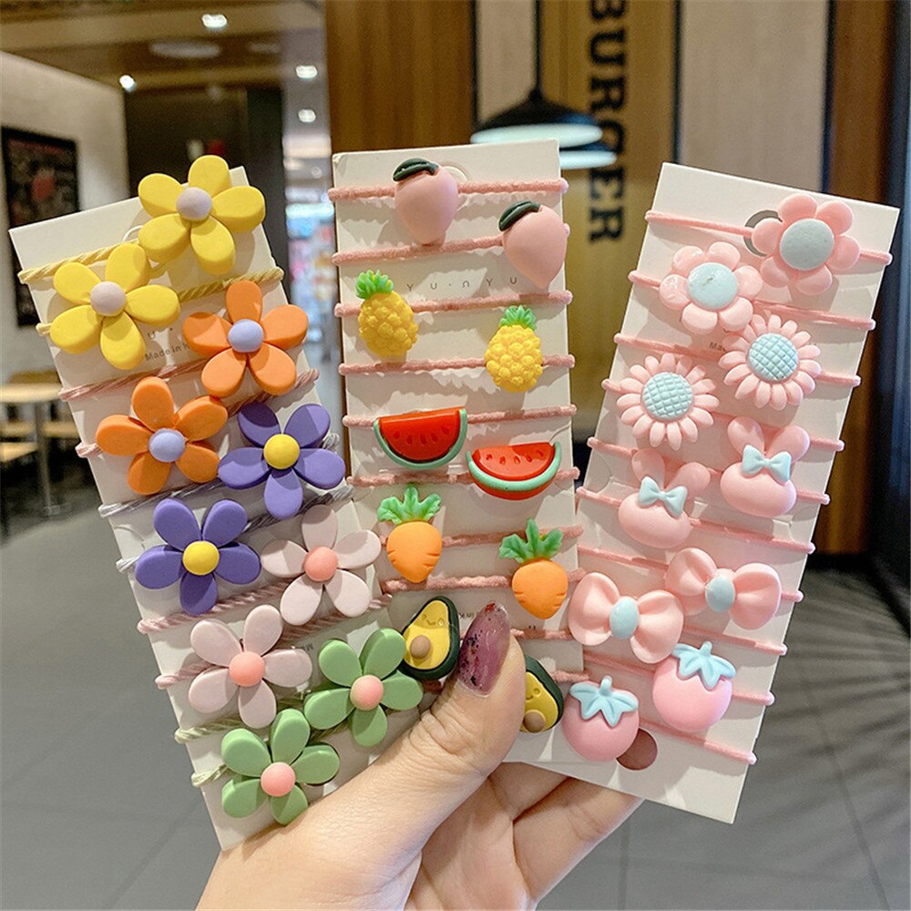 10 unids/set lindo niñas Floral de bandas de goma princesa Kawaii adorno para el pelo sombreros elástico para el pelo diademas para el cabello Accesorios