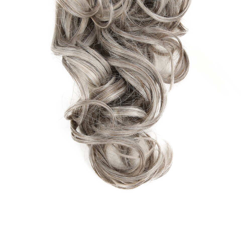 Extensiones de coleta Rubia de 26 pulgadas, coleta de onda suelta con cordón, peluca con Clip, pelo de color gris