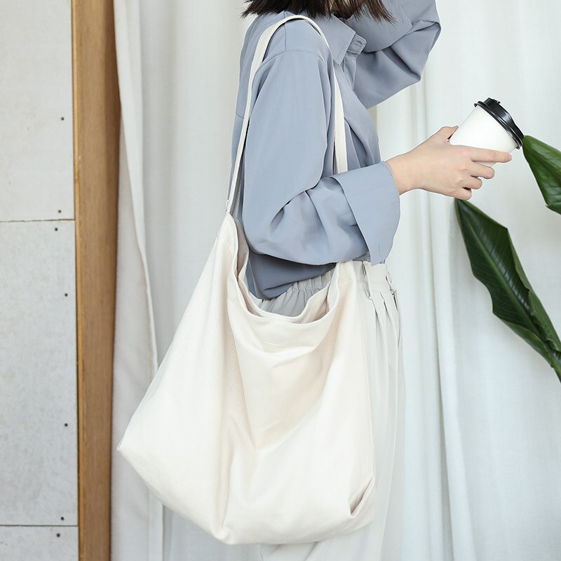 Bolso de talla grande de lona para adolescentes, informal, a la , para mujer, de viaje, tela suave de uso diario, de gran capacidad, sobre el hombro, color negro,: Beige