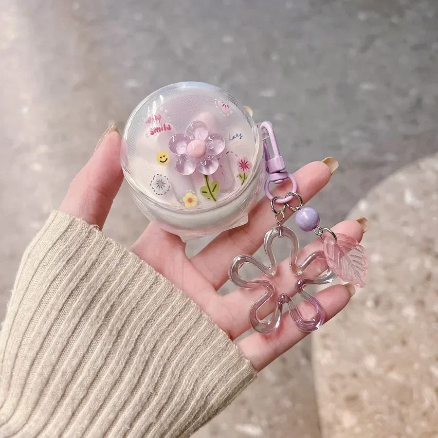 Voor OPPO Enco AIR 3/R2/r3 case mode Bloem Siliconen Transparante Oortelefoon Cover voor OPPO Enco R2 case: 3XS / Sky Blue