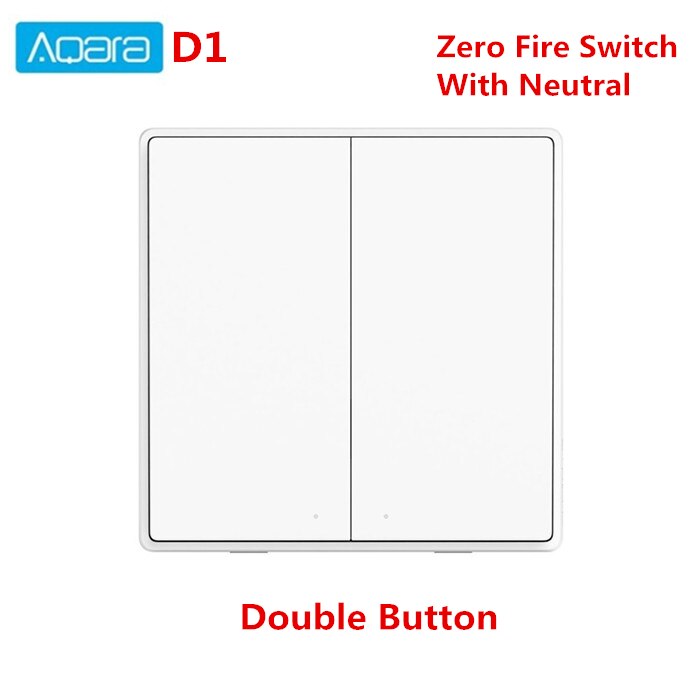 Xiaomi-Interruptor de pared inteligente Aqara D1 Zigbee, interruptor de luz con tecla de Control remoto inalámbrico, cable de fuego neutro, botón Triple para casa inteligente: With Neutral 2KEY